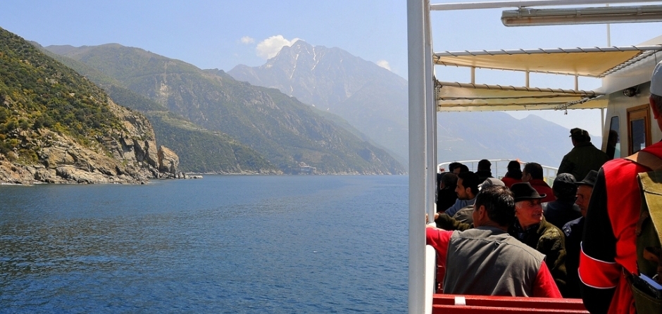View from the boat cruising around Mount Athos