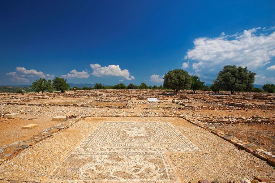 The famous mosaic at Ancient Olynthos 