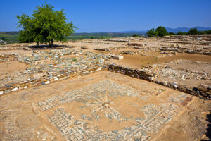 Beautiful well-preserved mosaic at Ancient Olynthos