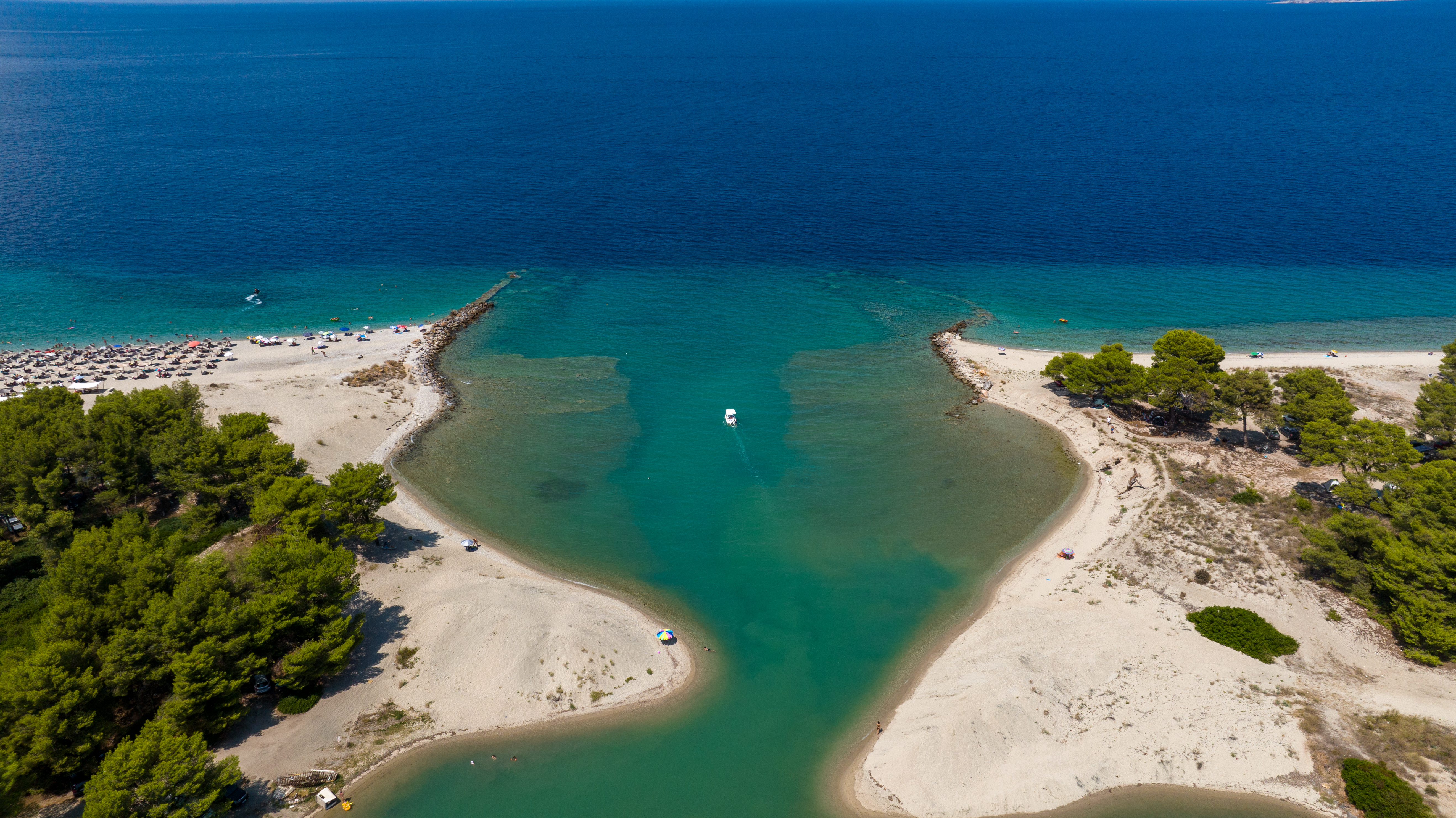 Drone photo of Glarokavos lagoon in Kassandra
