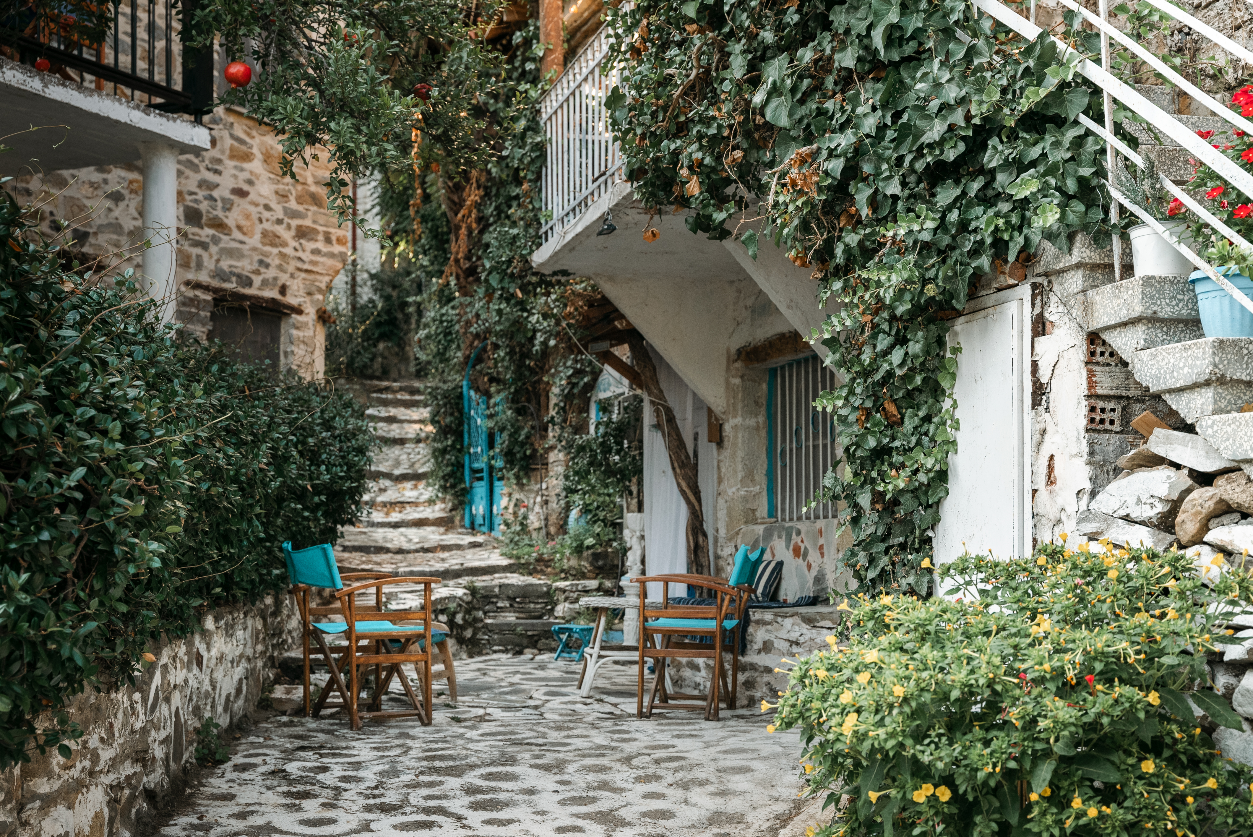 A backward of a traditional stonehouse in Old Nikiti
