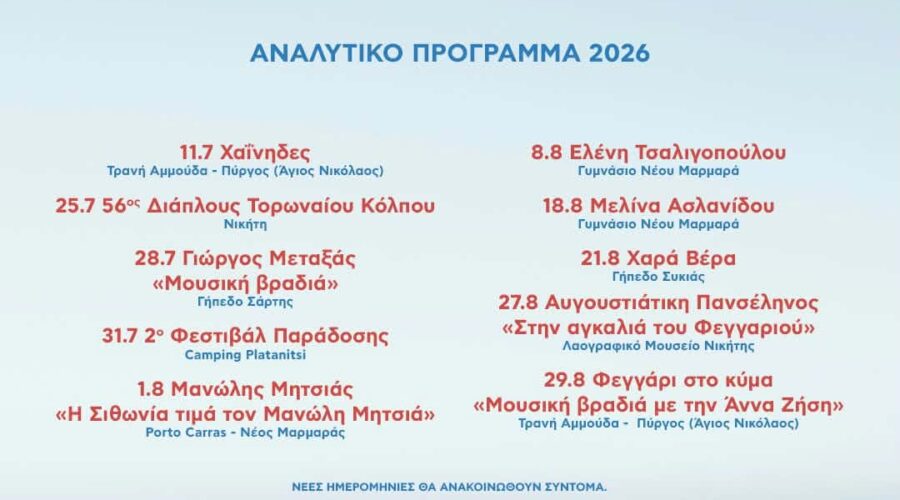 Sithonia Summer Concert Series 2026